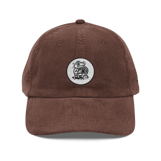 Vintage Corduroy Cap — Embroidered Moon Patch Dad Hat